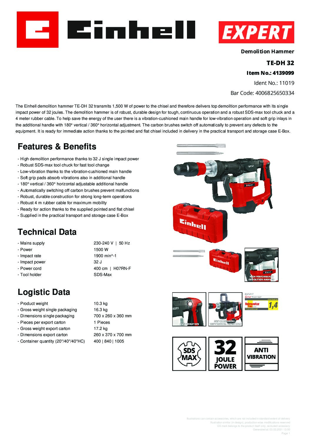 Demolition Hammer TE-DH 32 - Image 2
