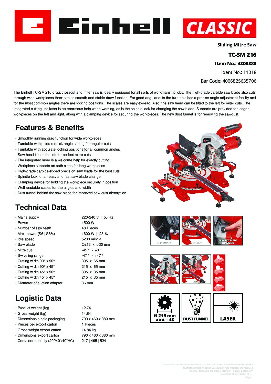 EINHELL - TC-SM 216, Sliding Mitre Saw (CORDED) - Image 10