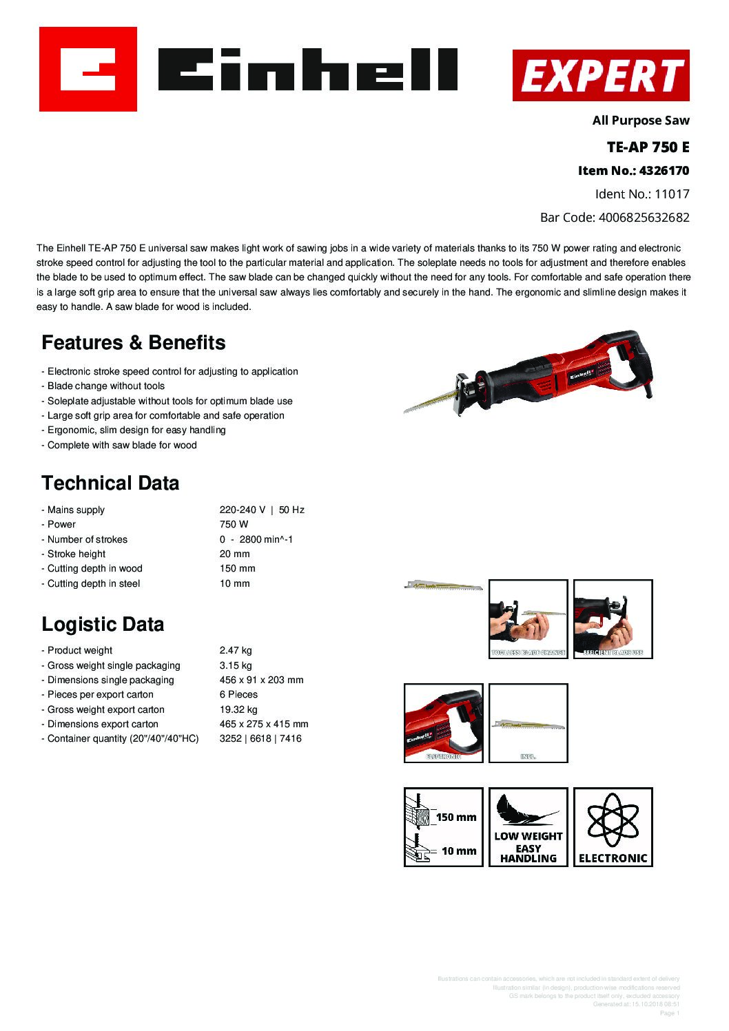 EINHELL - TE-AP 750 E, All Purpose Saw (CORDED) - Image 8