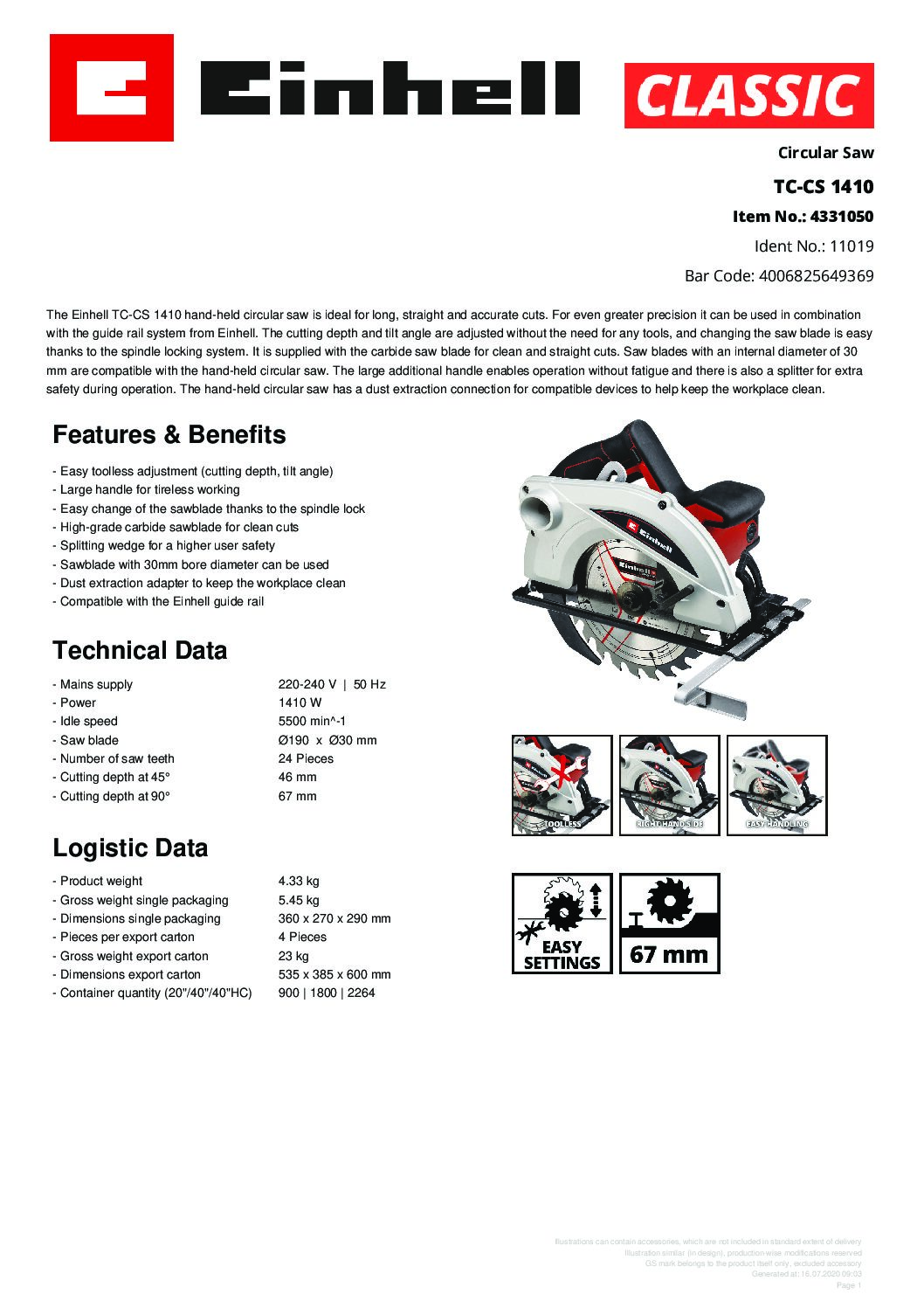 EINHELL - TC-CS 1410, Circular Saw (CORDED) - Image 6