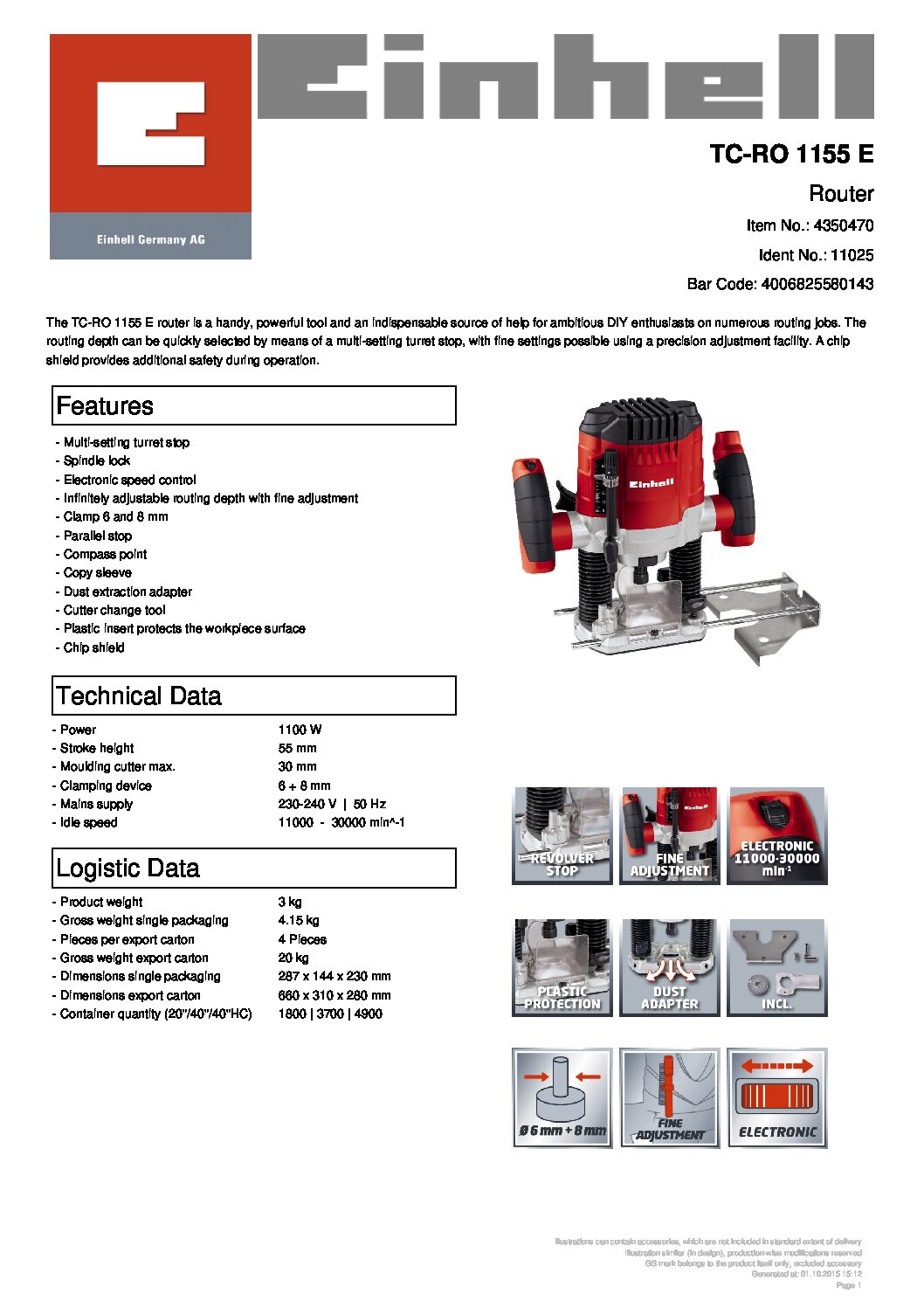 EINHELL - TC-RO 1155 E, Router (CORDED) - Image 9