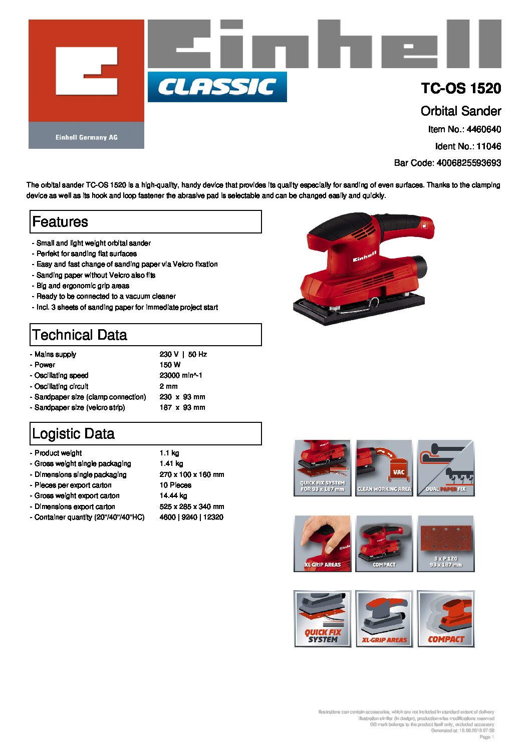EINHELL - TC-OS 1520, Orbital Sander (CORDED) - Image 9
